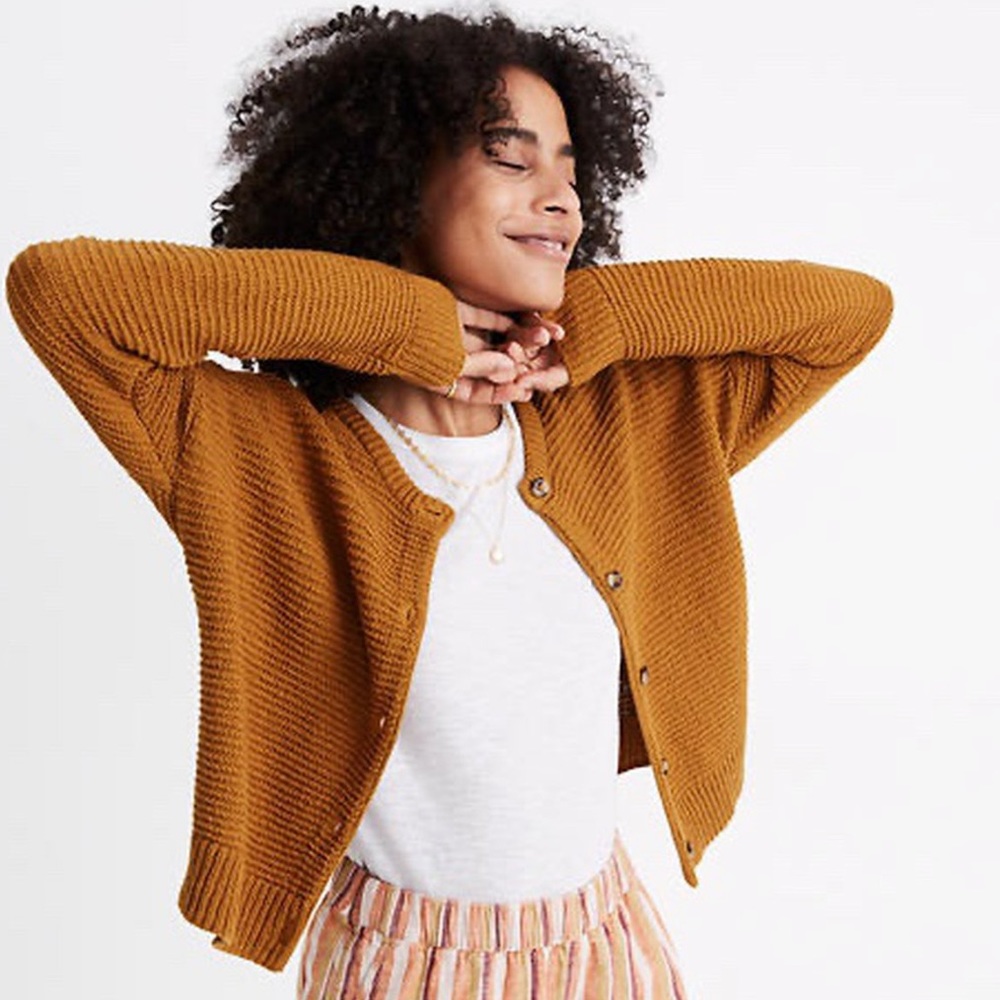 Madewell Gold Knit Cardigan Sweater